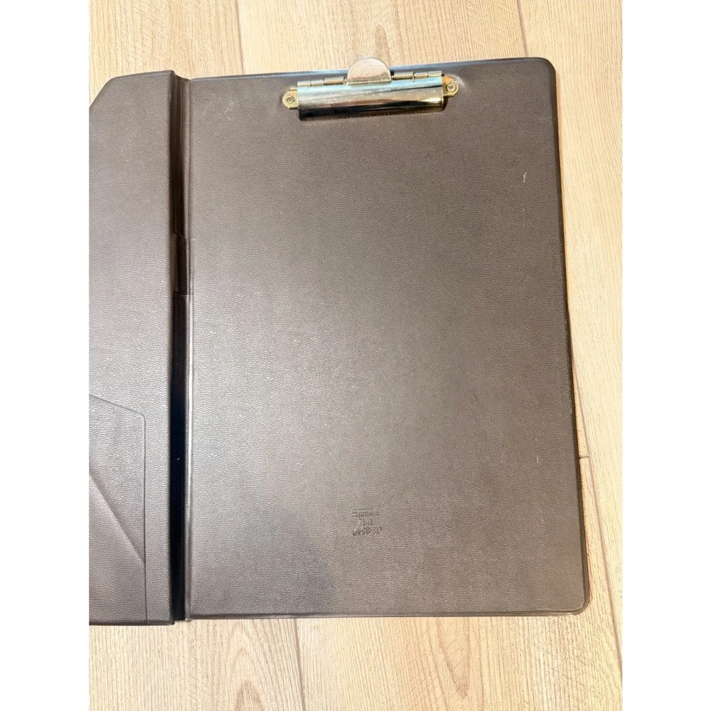 Vintage Samsill 71014 Brown Leather Notepad Folder Brass Corner Legal Pad Holder